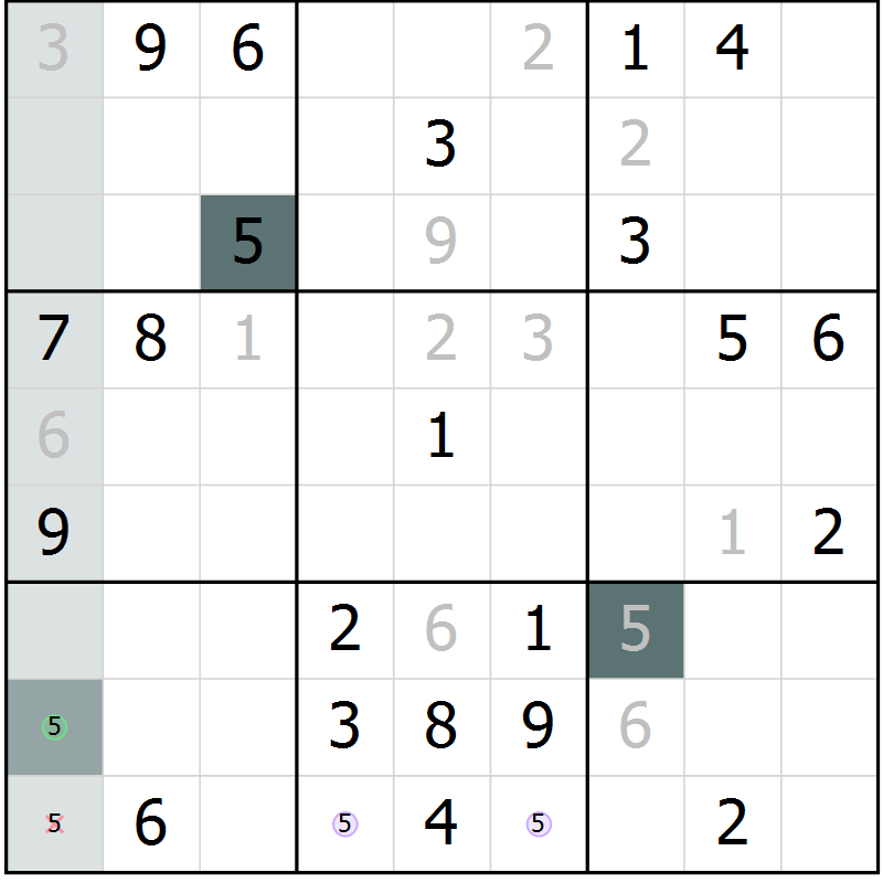 Position des candidats pour la solution de la Gr 34 page 36 du magazine de sudoku SUDOKU EXPERT n° 022