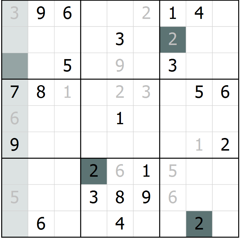 Position des candidats pour la solution de la Gr 34 page 36 du magazine de sudoku SUDOKU EXPERT n° 022