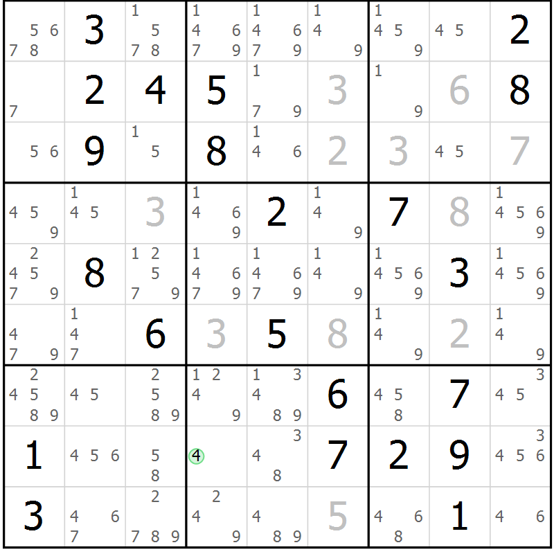 Position des candidats pour la solution de la Gr 35 page 37 du magazine de sudoku SUDOKU EXPERT n° 022