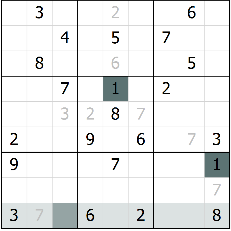 Position des candidats pour la solution de la Gr 36 page 38 du magazine de sudoku SUDOKU EXPERT n° 022