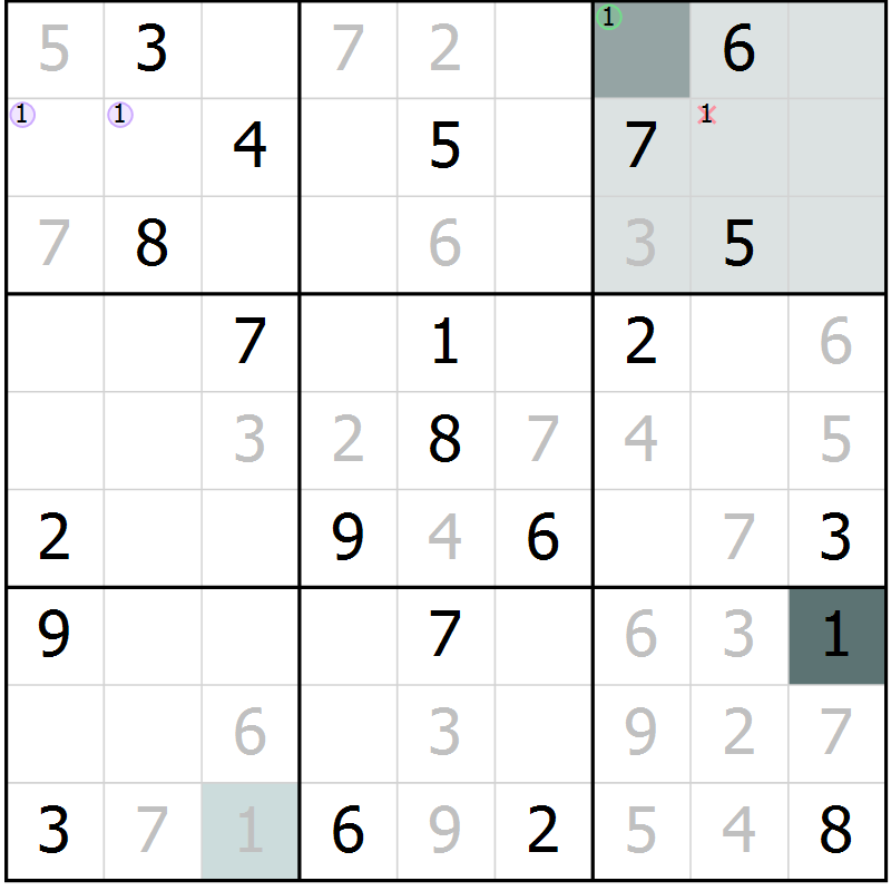 Position des candidats pour la solution de la Gr 36 page 38 du magazine de sudoku SUDOKU EXPERT n° 022