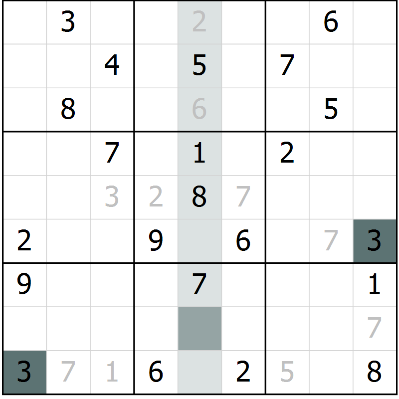Position des candidats pour la solution de la Gr 36 page 38 du magazine de sudoku SUDOKU EXPERT n° 022