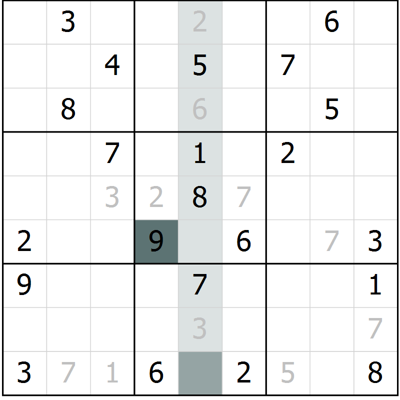 Position des candidats pour la solution de la Gr 36 page 38 du magazine de sudoku SUDOKU EXPERT n° 022