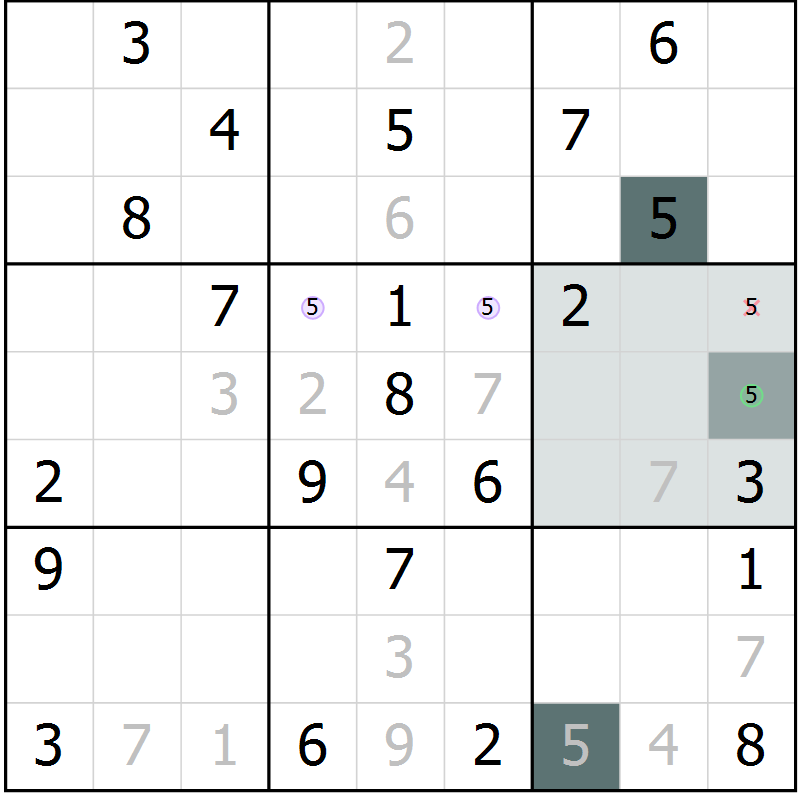 Position des candidats pour la solution de la Gr 36 page 38 du magazine de sudoku SUDOKU EXPERT n° 022