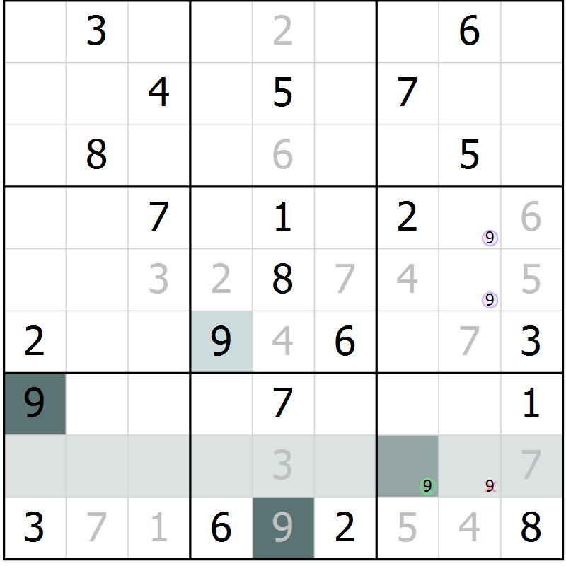 Position des candidats pour la solution de la Gr 36 page 38 du magazine de sudoku SUDOKU EXPERT n° 022