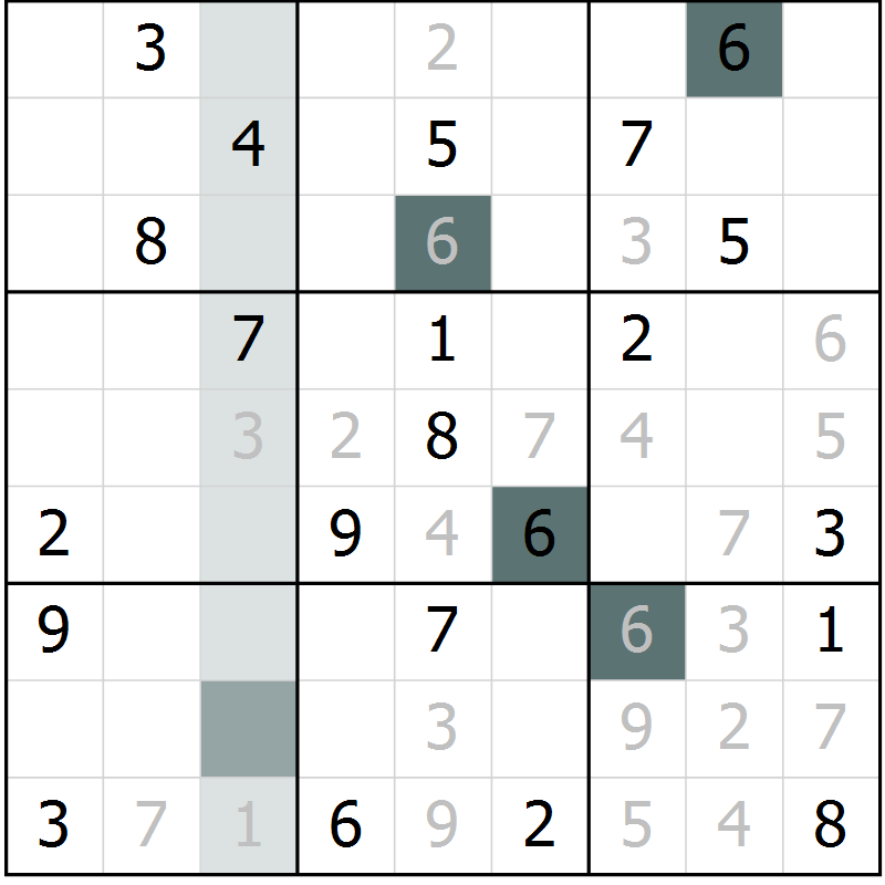 Position des candidats pour la solution de la Gr 36 page 38 du magazine de sudoku SUDOKU EXPERT n° 022