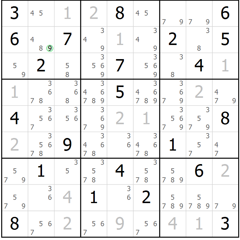 Position des candidats pour la solution de la Gr 37 page 39 du magazine de sudoku SUDOKU EXPERT n° 022