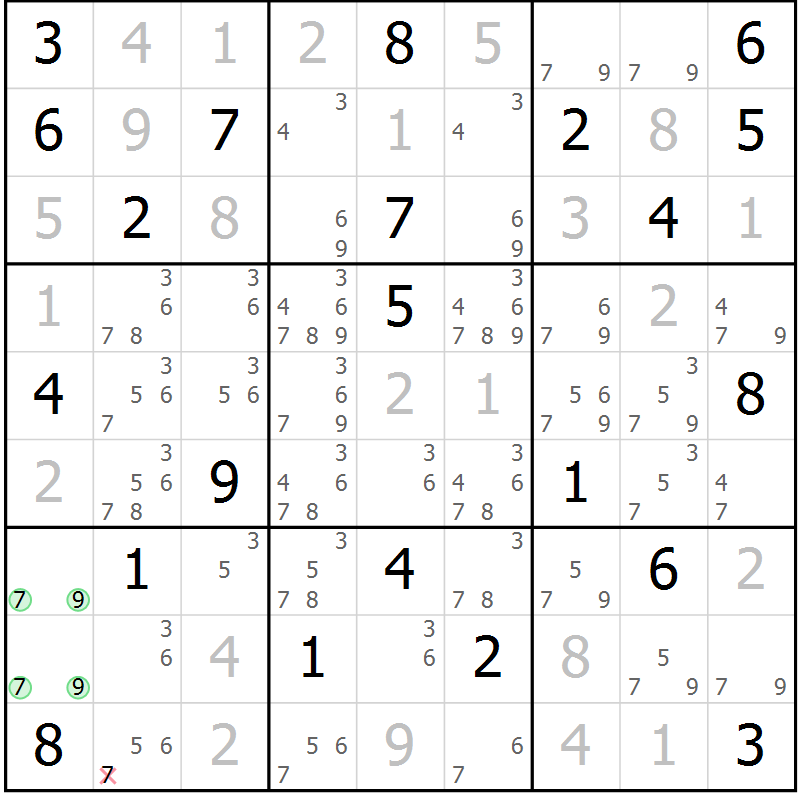 Position des candidats pour la solution de la Gr 37 page 39 du magazine de sudoku SUDOKU EXPERT n° 022