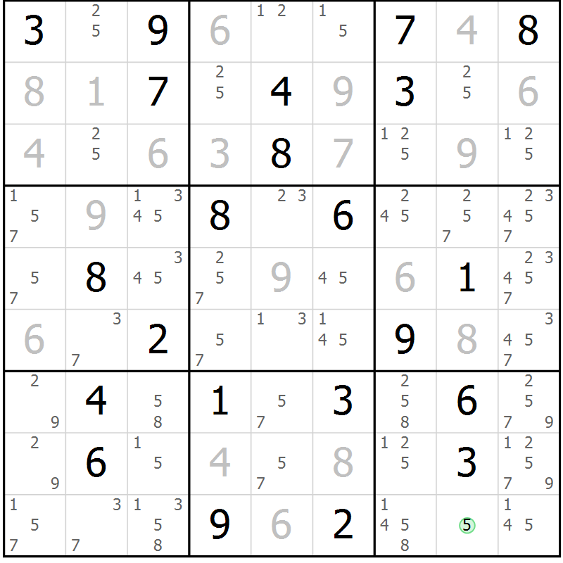 Position des candidats pour la solution de la Gr 38 page 40 du magazine de sudoku SUDOKU EXPERT n° 022
