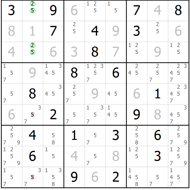 Position des candidats pour la solution de la Gr 38 page 40 du magazine de sudoku SUDOKU EXPERT n° 022