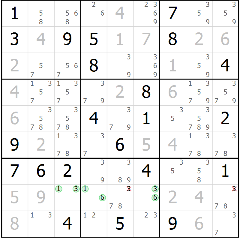 Position des candidats pour la solution de la Gr 39 page 41 du magazine de sudoku SUDOKU EXPERT n° 022