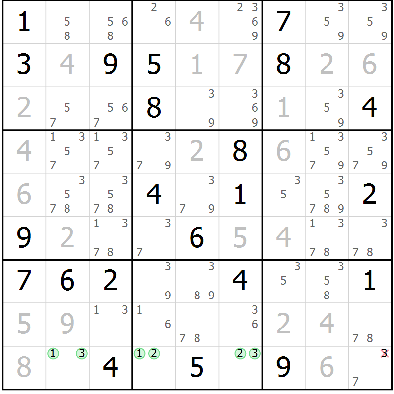 Position des candidats pour la solution de la Gr 39 page 41 du magazine de sudoku SUDOKU EXPERT n° 022