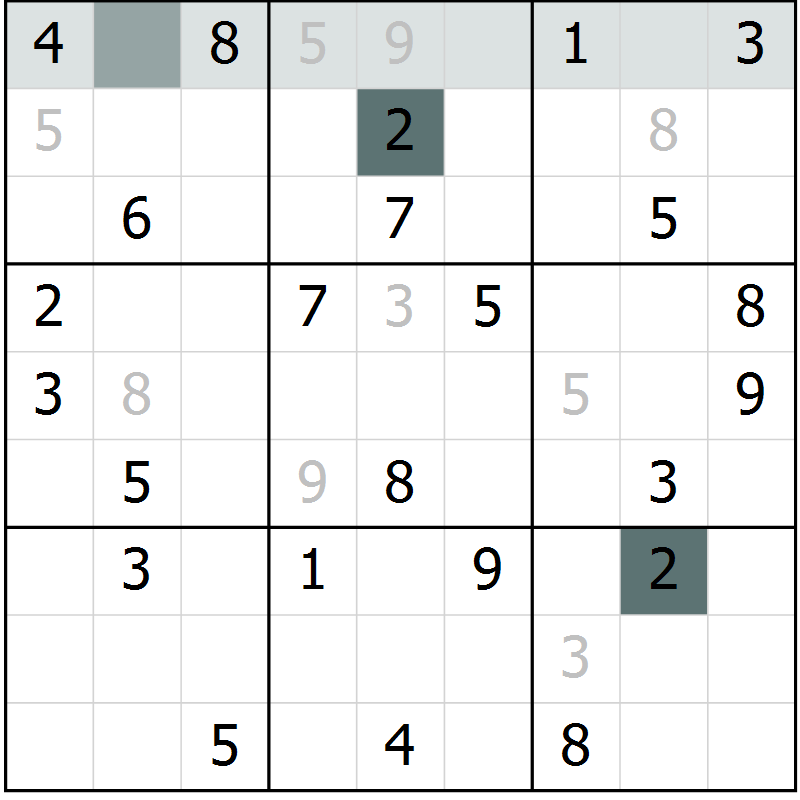 Position des candidats pour la solution de la Gr 4 page 6 du magazine de sudoku SUDOKU EXPERT n° 022