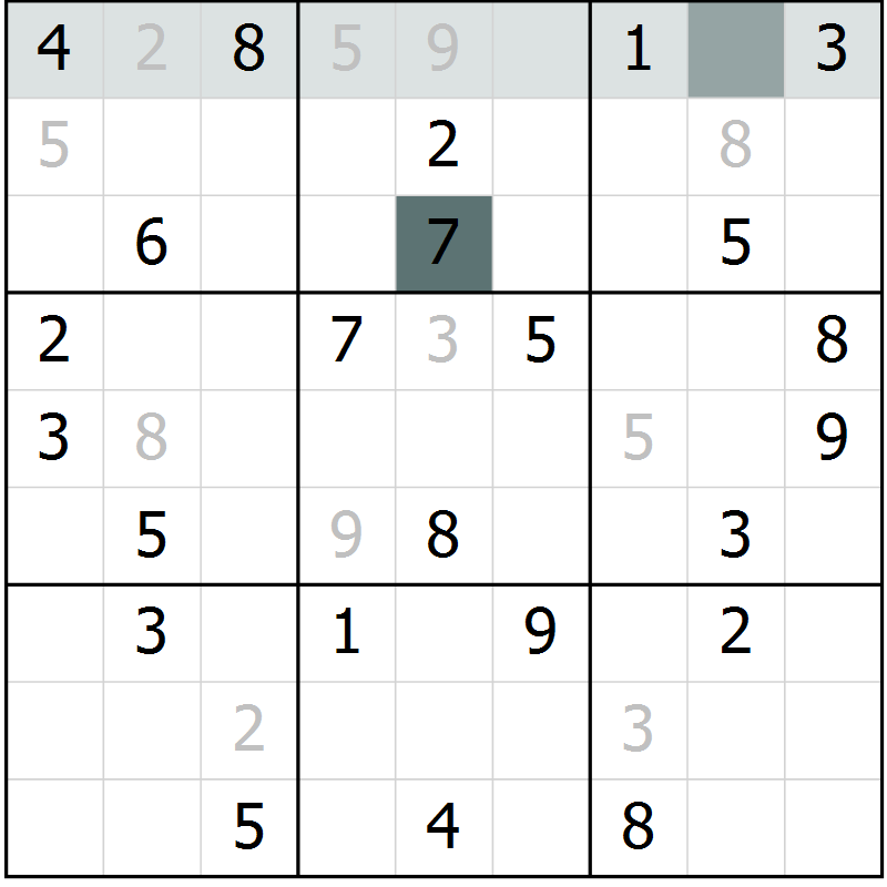 Position des candidats pour la solution de la Gr 4 page 6 du magazine de sudoku SUDOKU EXPERT n° 022