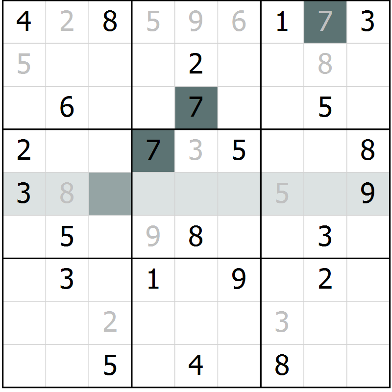 Position des candidats pour la solution de la Gr 4 page 6 du magazine de sudoku SUDOKU EXPERT n° 022