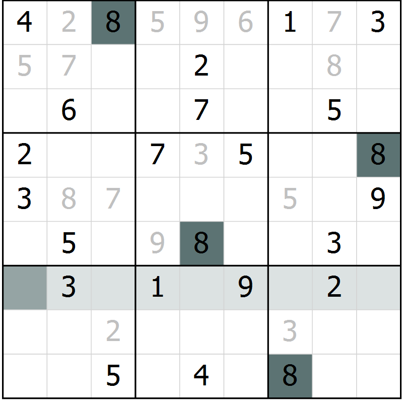 Position des candidats pour la solution de la Gr 4 page 6 du magazine de sudoku SUDOKU EXPERT n° 022