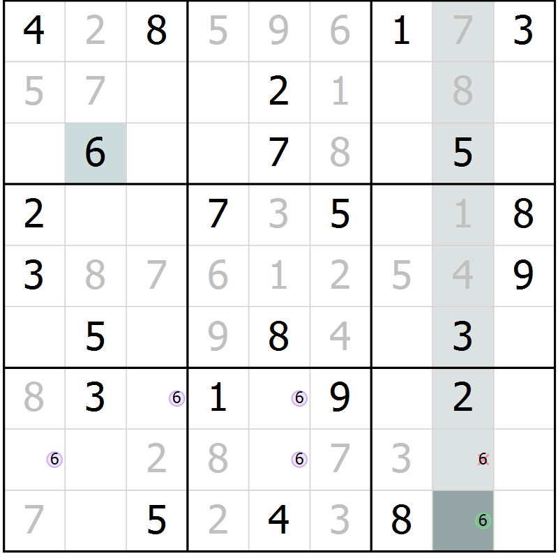 Position des candidats pour la solution de la Gr 4 page 6 du magazine de sudoku SUDOKU EXPERT n° 022