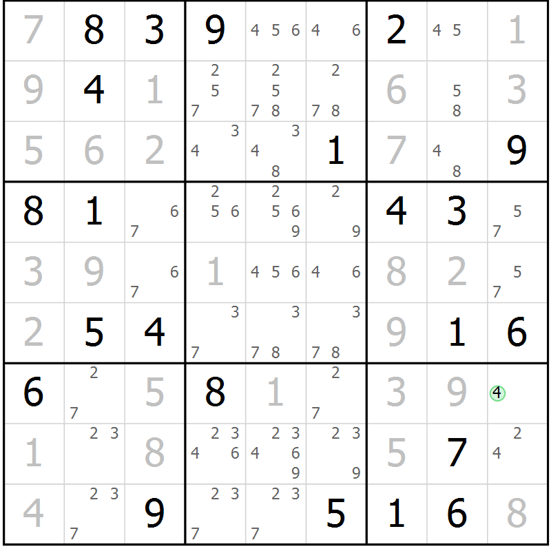 Position des candidats pour la solution de la Gr 41 page 43 du magazine de sudoku SUDOKU EXPERT n° 022