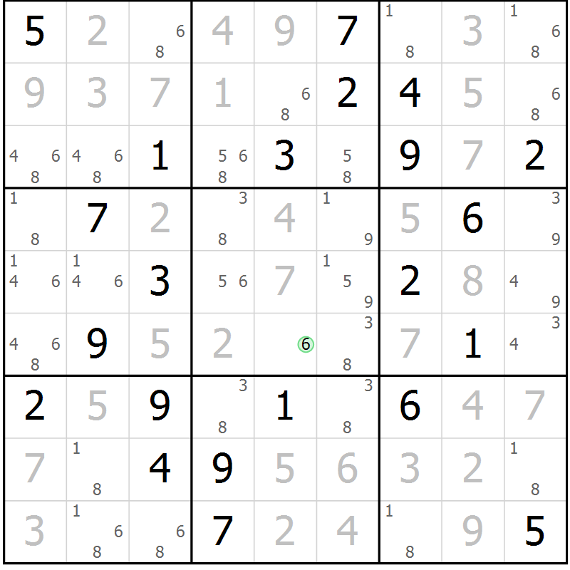 Position des candidats pour la solution de la Gr 42 page 44 du magazine de sudoku SUDOKU EXPERT n° 022