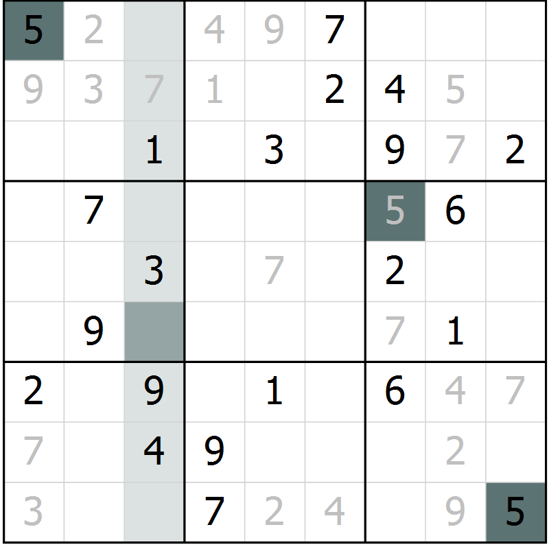 Position des candidats pour la solution de la Gr 42 page 44 du magazine de sudoku SUDOKU EXPERT n° 022