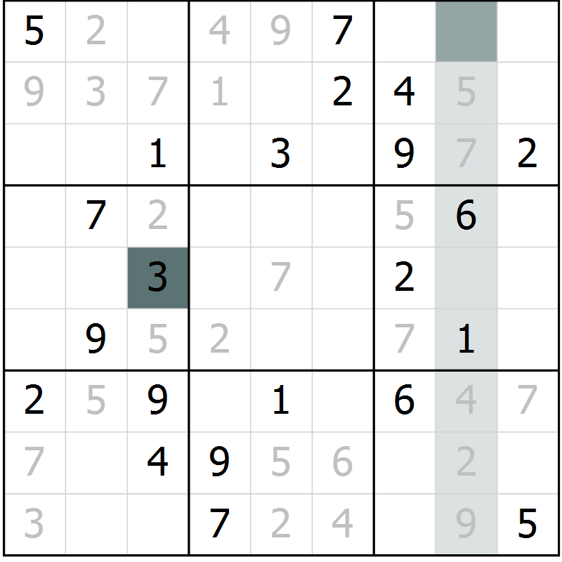 Position des candidats pour la solution de la Gr 42 page 44 du magazine de sudoku SUDOKU EXPERT n° 022