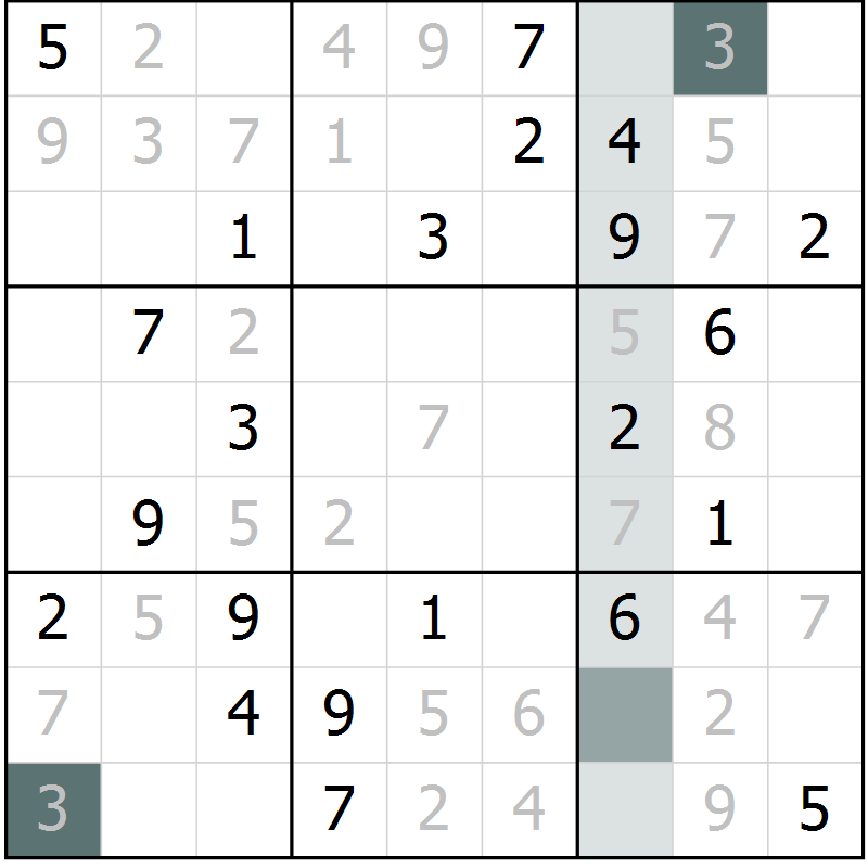 Position des candidats pour la solution de la Gr 42 page 44 du magazine de sudoku SUDOKU EXPERT n° 022