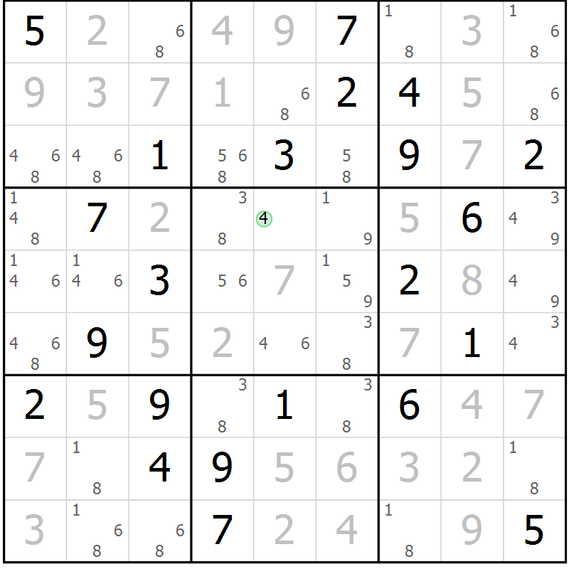 Position des candidats pour la solution de la Gr 42 page 44 du magazine de sudoku SUDOKU EXPERT n° 022