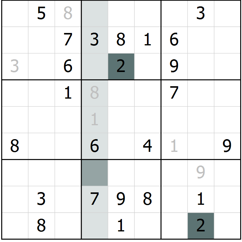 Position des candidats pour la solution de la Gr 44 page 46 du magazine de sudoku SUDOKU EXPERT n° 022