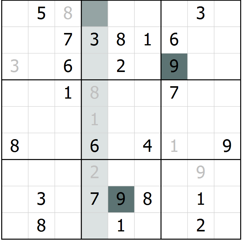 Position des candidats pour la solution de la Gr 44 page 46 du magazine de sudoku SUDOKU EXPERT n° 022