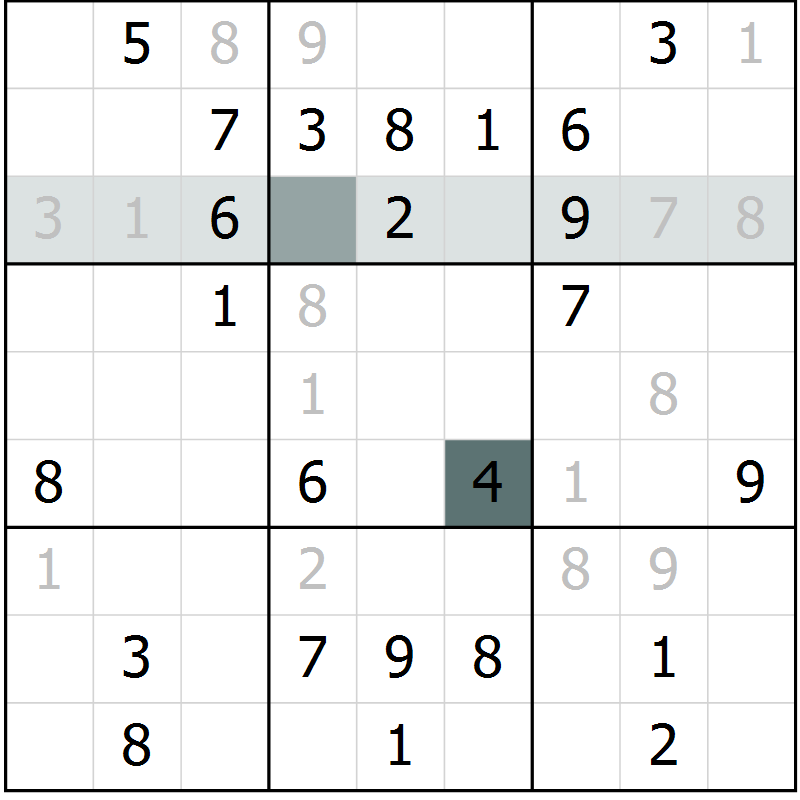 Position des candidats pour la solution de la Gr 44 page 46 du magazine de sudoku SUDOKU EXPERT n° 022