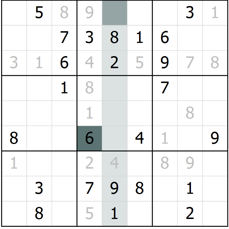Position des candidats pour la solution de la Gr 44 page 46 du magazine de sudoku SUDOKU EXPERT n° 022