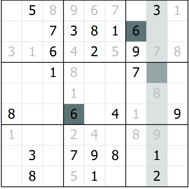 Position des candidats pour la solution de la Gr 44 page 46 du magazine de sudoku SUDOKU EXPERT n° 022