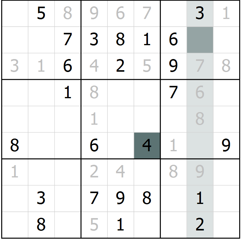 Position des candidats pour la solution de la Gr 44 page 46 du magazine de sudoku SUDOKU EXPERT n° 022