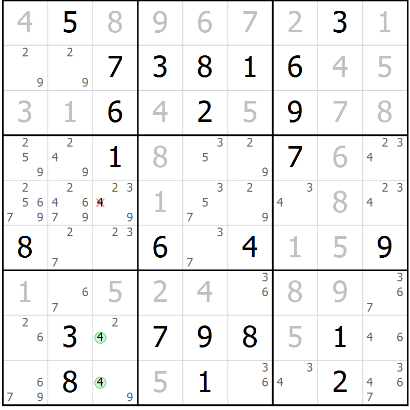 Position des candidats pour la solution de la Gr 44 page 46 du magazine de sudoku SUDOKU EXPERT n° 022