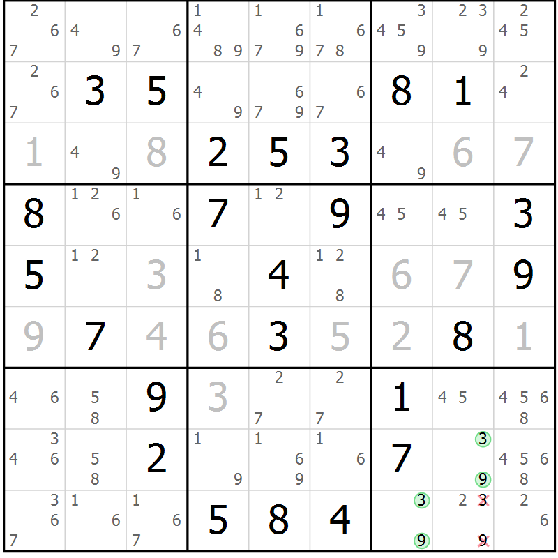 Position des candidats pour la solution de la Gr 45 page 47 du magazine de sudoku SUDOKU EXPERT n° 022
