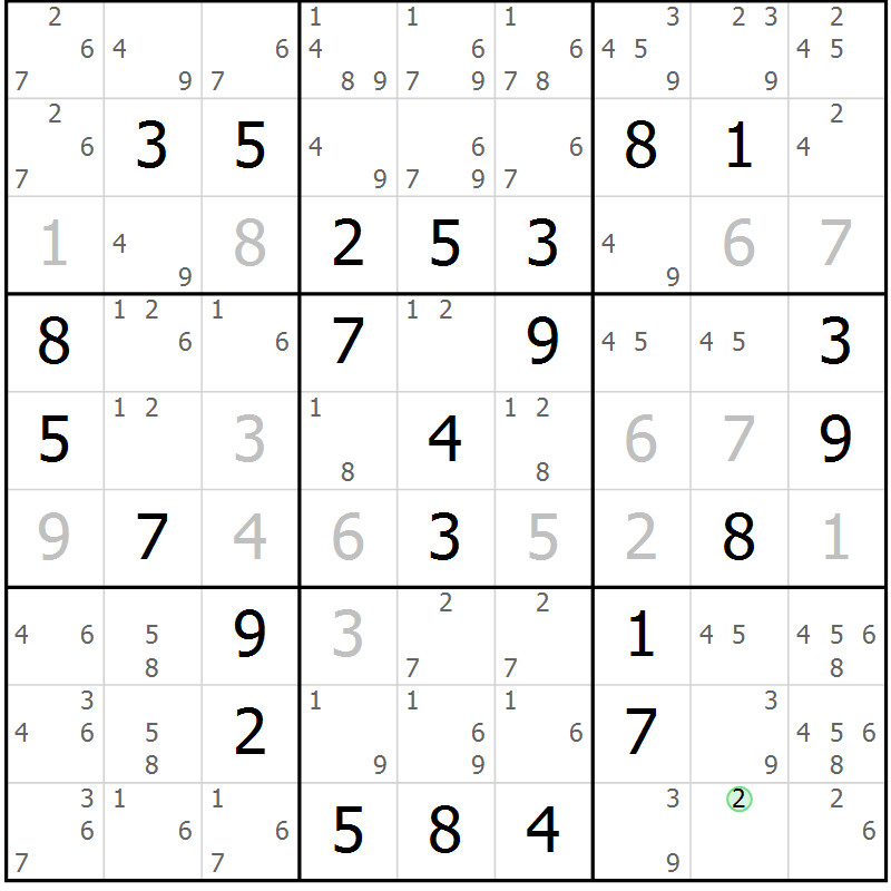 Position des candidats pour la solution de la Gr 45 page 47 du magazine de sudoku SUDOKU EXPERT n° 022