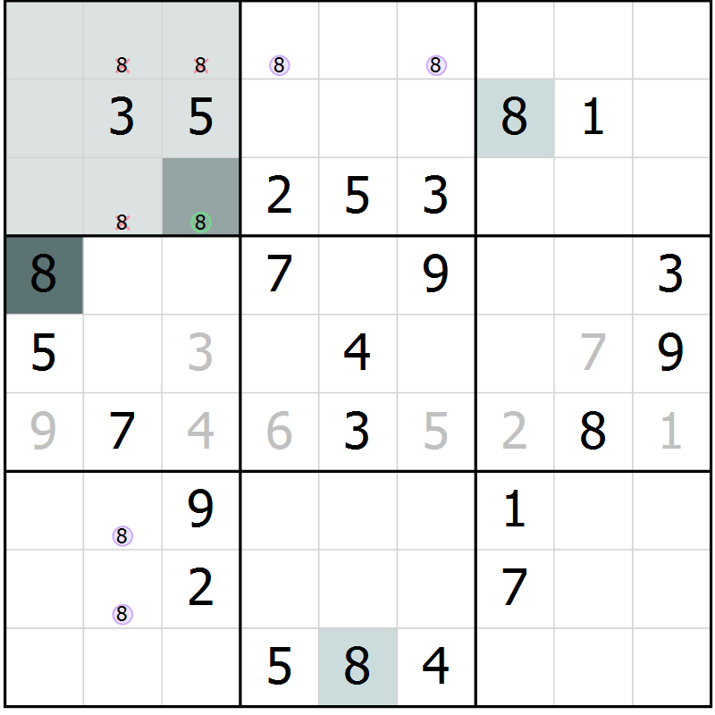 Position des candidats pour la solution de la Gr 45 page 47 du magazine de sudoku SUDOKU EXPERT n° 022