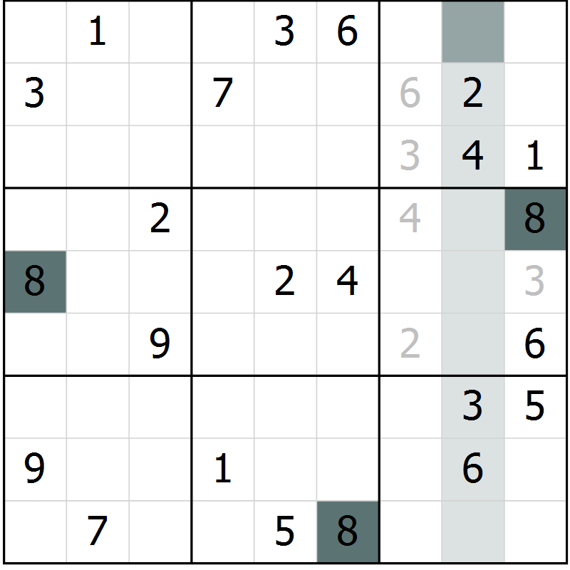 Position des candidats pour la solution de la Gr 46 page 48 du magazine de sudoku SUDOKU EXPERT n° 022