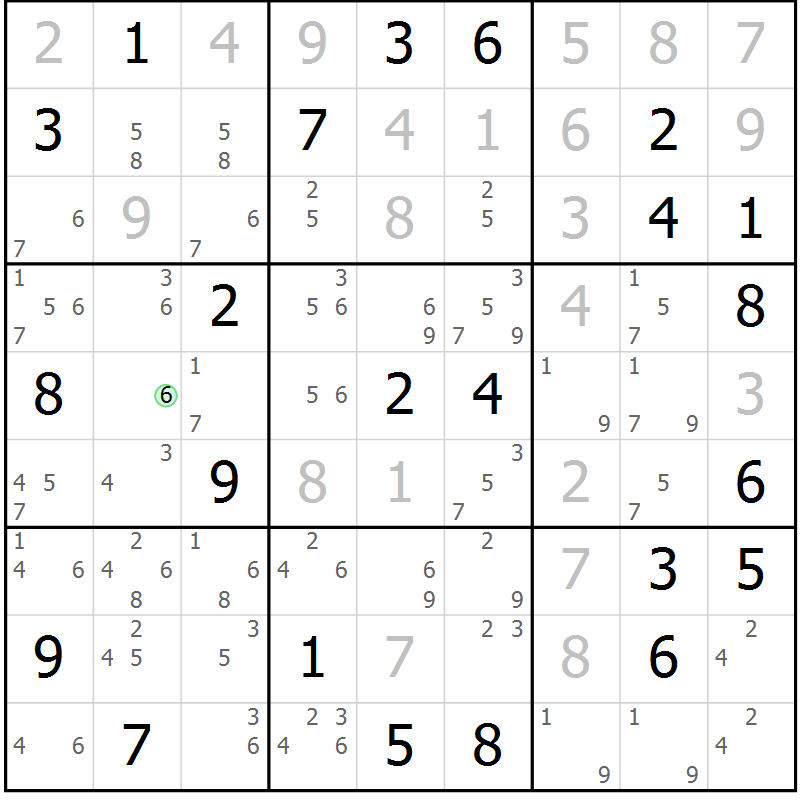 Position des candidats pour la solution de la Gr 46 page 48 du magazine de sudoku SUDOKU EXPERT n° 022