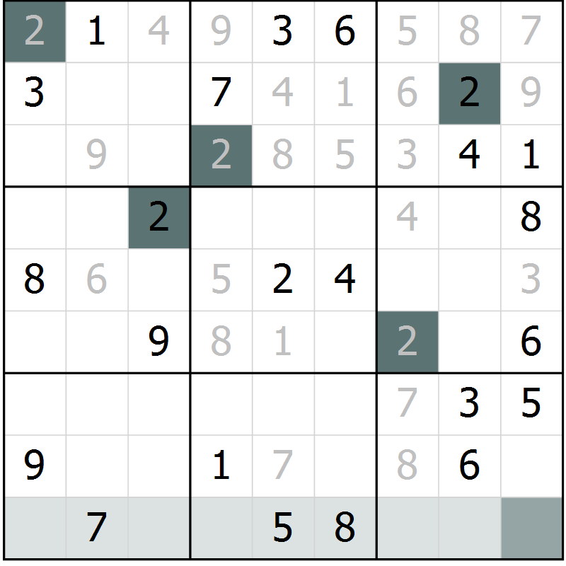 Position des candidats pour la solution de la Gr 46 page 48 du magazine de sudoku SUDOKU EXPERT n° 022