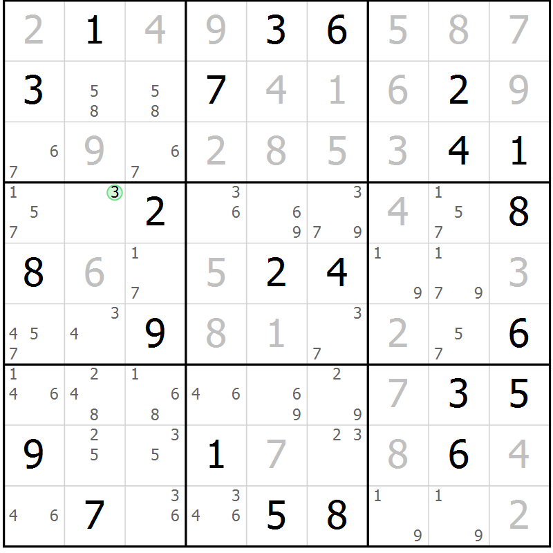 Position des candidats pour la solution de la Gr 46 page 48 du magazine de sudoku SUDOKU EXPERT n° 022