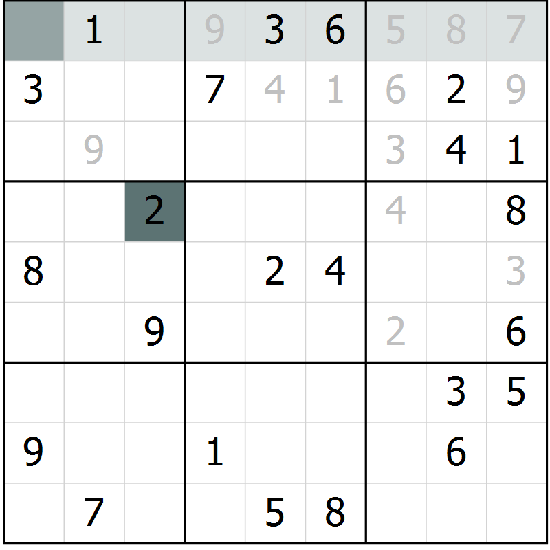 Position des candidats pour la solution de la Gr 46 page 48 du magazine de sudoku SUDOKU EXPERT n° 022