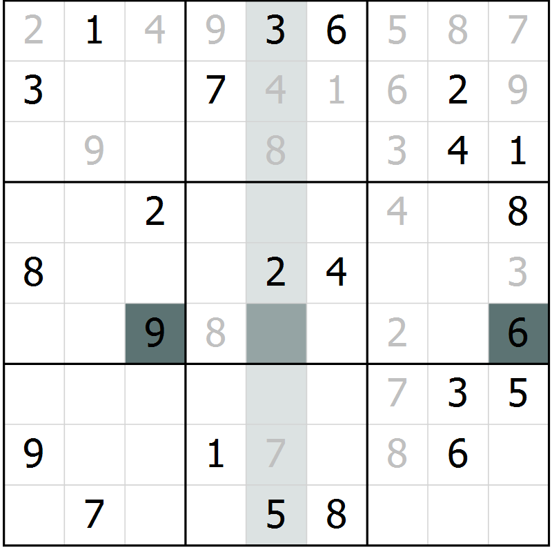 Position des candidats pour la solution de la Gr 46 page 48 du magazine de sudoku SUDOKU EXPERT n° 022
