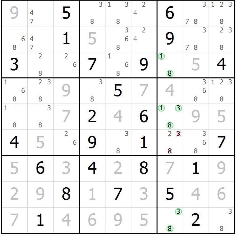 Position des candidats pour la solution de la Gr 47 page 49 du magazine de sudoku SUDOKU EXPERT n° 022
