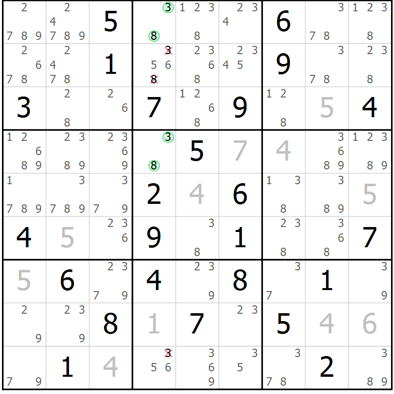 Position des candidats pour la solution de la Gr 47 page 49 du magazine de sudoku SUDOKU EXPERT n° 022