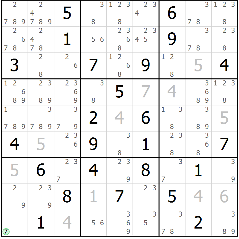 Position des candidats pour la solution de la Gr 47 page 49 du magazine de sudoku SUDOKU EXPERT n° 022