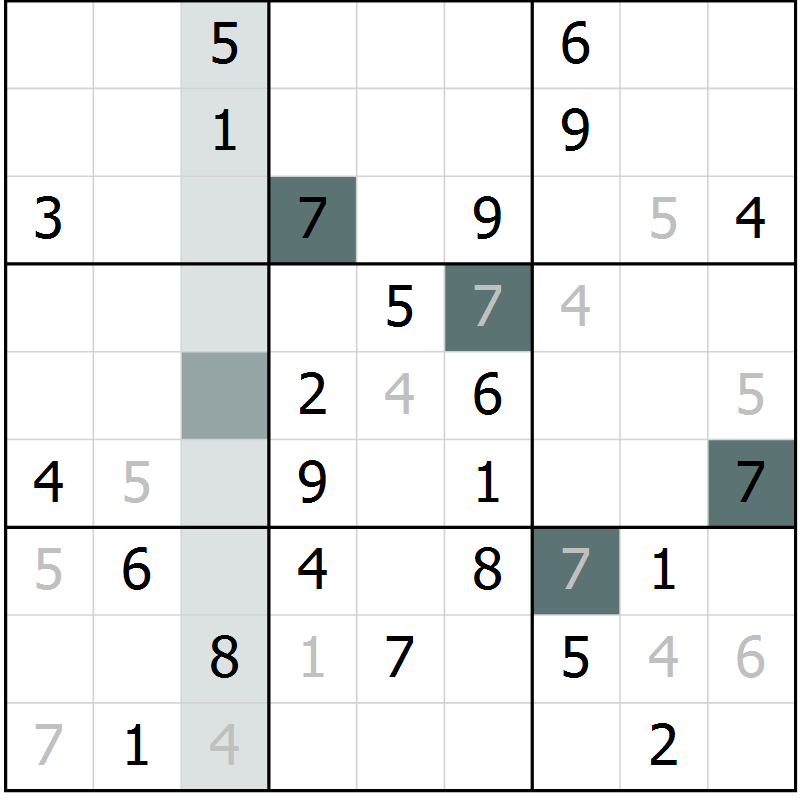 Position des candidats pour la solution de la Gr 47 page 49 du magazine de sudoku SUDOKU EXPERT n° 022