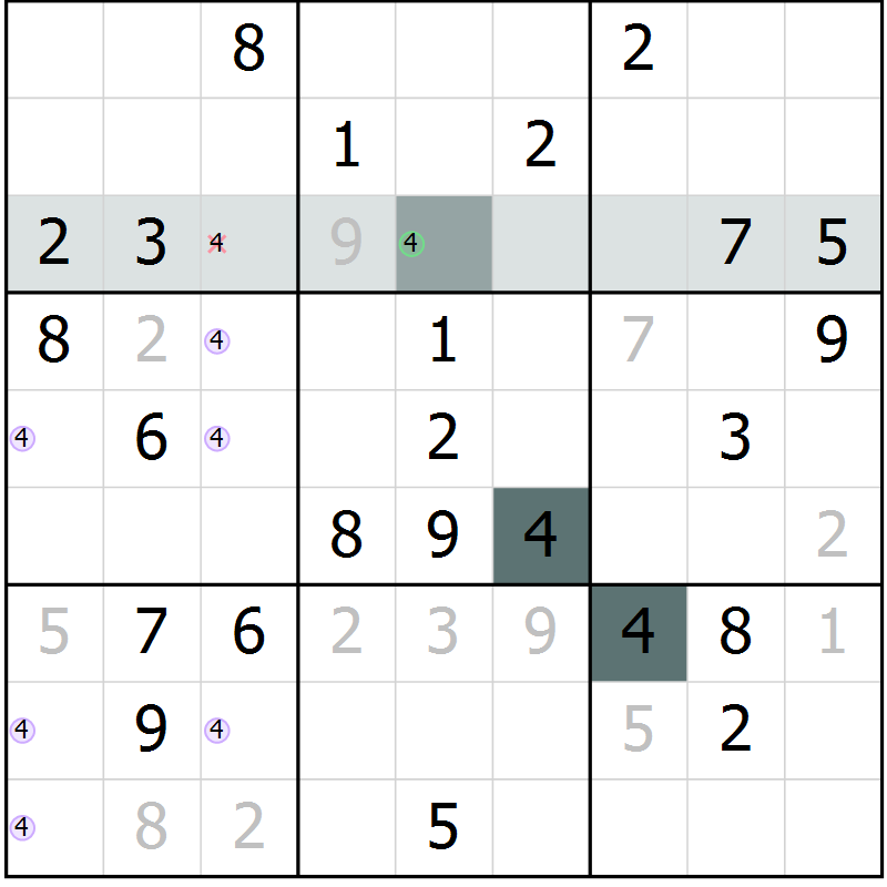 Position des candidats pour la solution de la Gr 48 page 50 du magazine de sudoku SUDOKU EXPERT n° 022