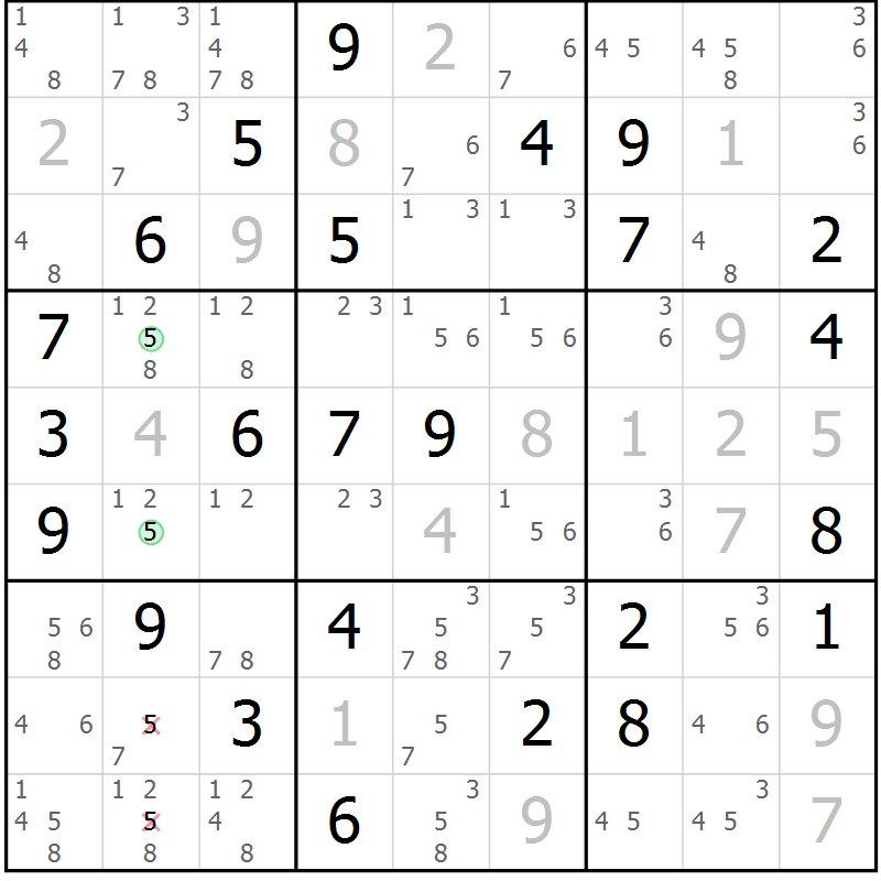 Position des candidats pour la solution de la Gr 49 page 51 du magazine de sudoku SUDOKU EXPERT n° 022