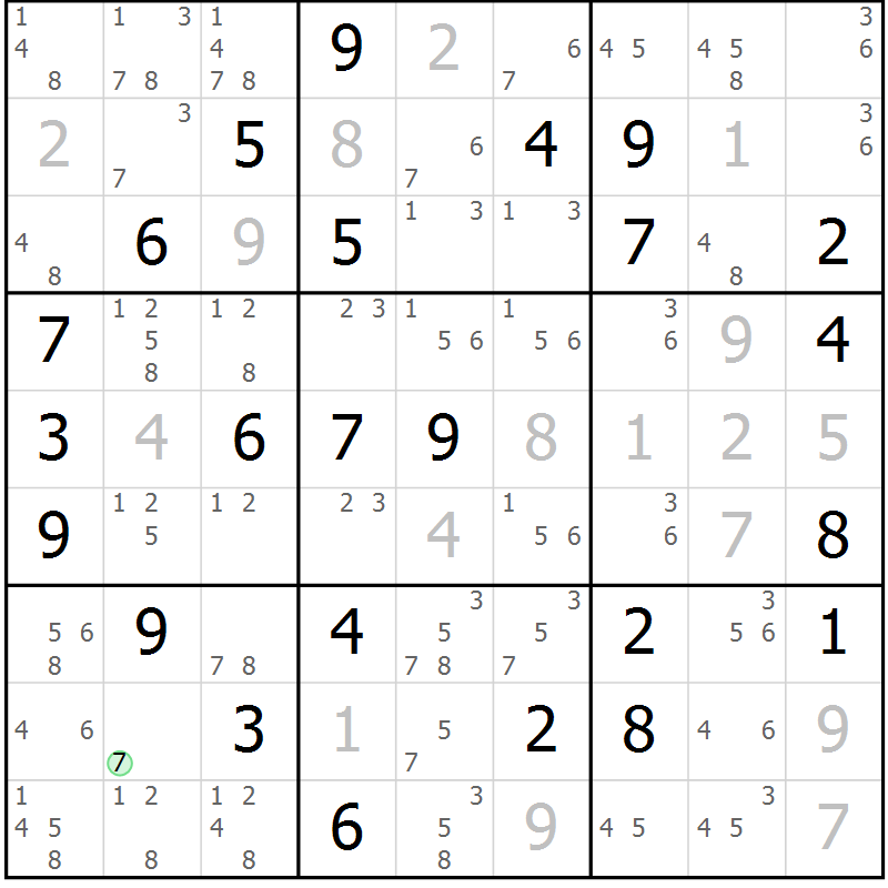 Position des candidats pour la solution de la Gr 49 page 51 du magazine de sudoku SUDOKU EXPERT n° 022